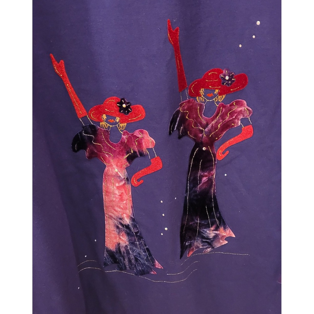 Karla Marie Purple Long Sleeve Dress Embellished Dancers Red Hats Large